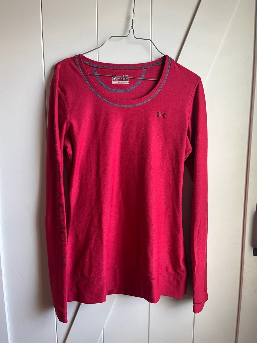 Under Armour Women's Long Sleeve Crew Neck Top - Hot Pink with Gray Trim